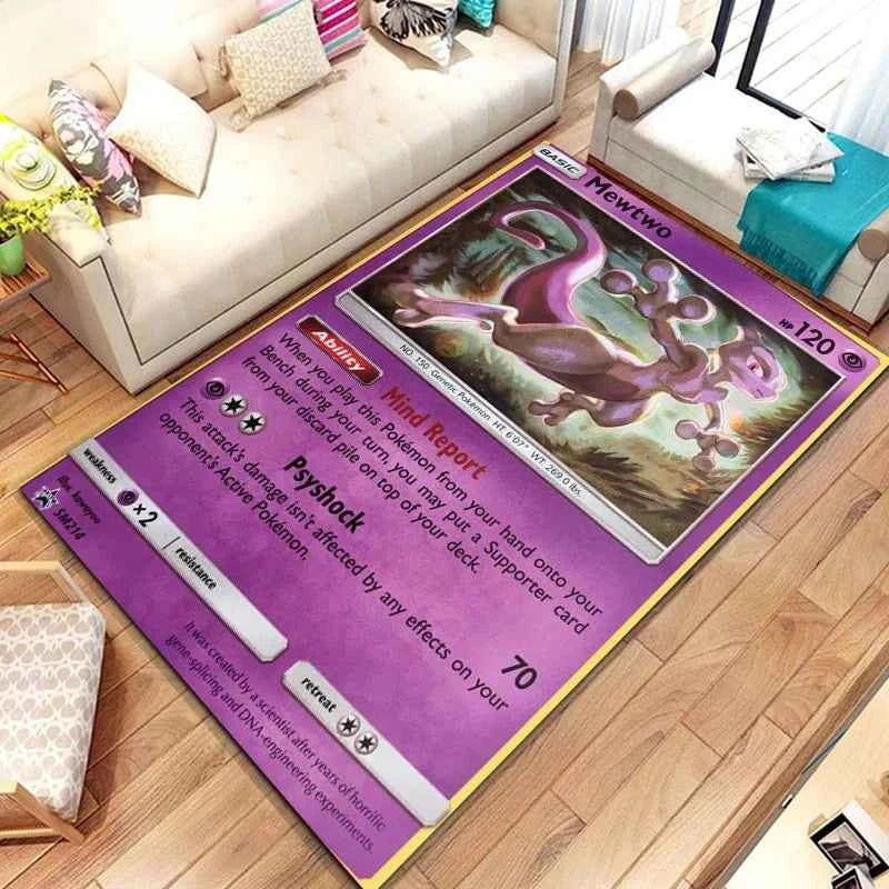 Pokemon Anime Card Pattern Large Area Rug 3D Carpet for Home Living Room Children's Bedroom Sofa Non-slip Kids Doormat Decor M