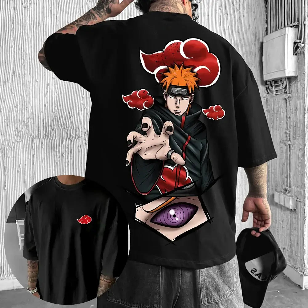 Akatsuki Cloud T-Shirt: Naruto Rinnegan Black Cotton Tee