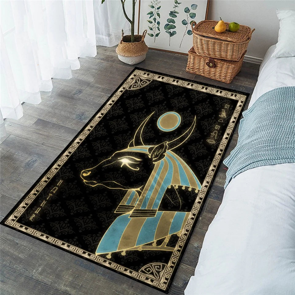 Cool Egyptian Gods Themed Carpet Living Room Decor Floor Rugs Bedroom Bathroom Carpet Home Decor Anti-Slip Hallway Doormat