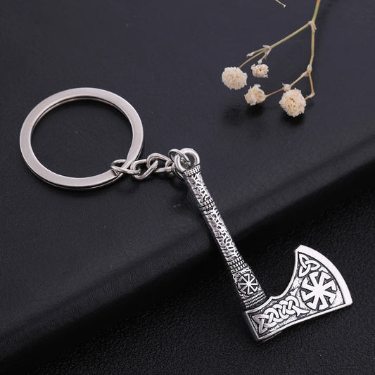 Dreamtimes Viking hache pendentif porte-clés en acier inoxydable hommes celtique Rune Vintage protecteur bijoux cadeau en gros