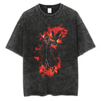 Naruto Rock Lee Streetwear T Shirt Vintage Washed Black