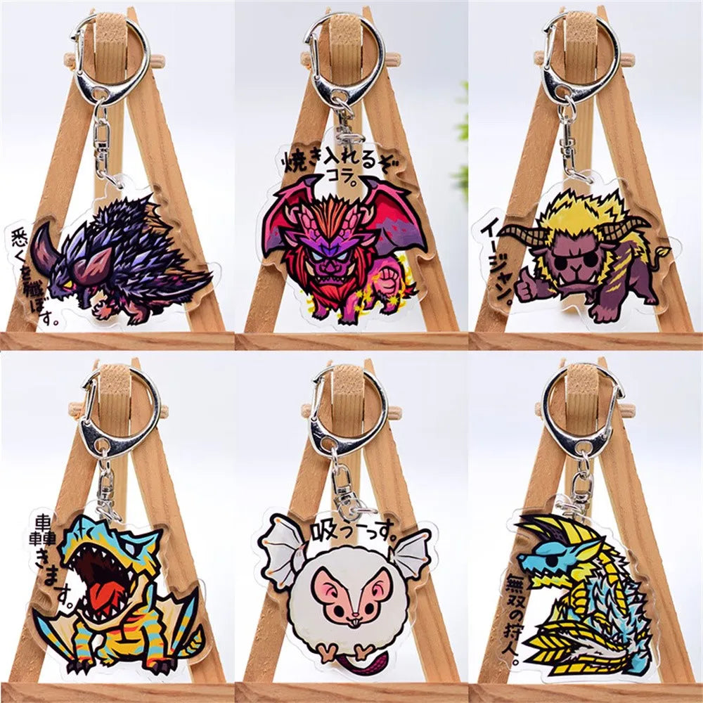 6cm Game Monster Hunter Acrylic keychain 6cm student bag bag small pendant small gift decoration