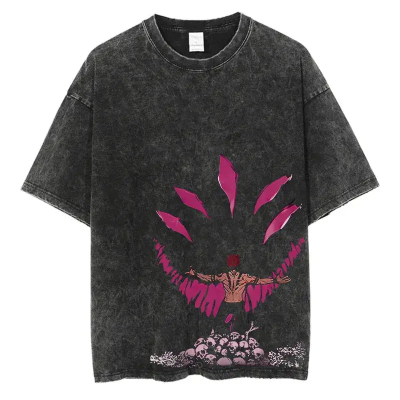 Anime Washed T-shirt: Vintage Harajuku Oversized Cotton Tee