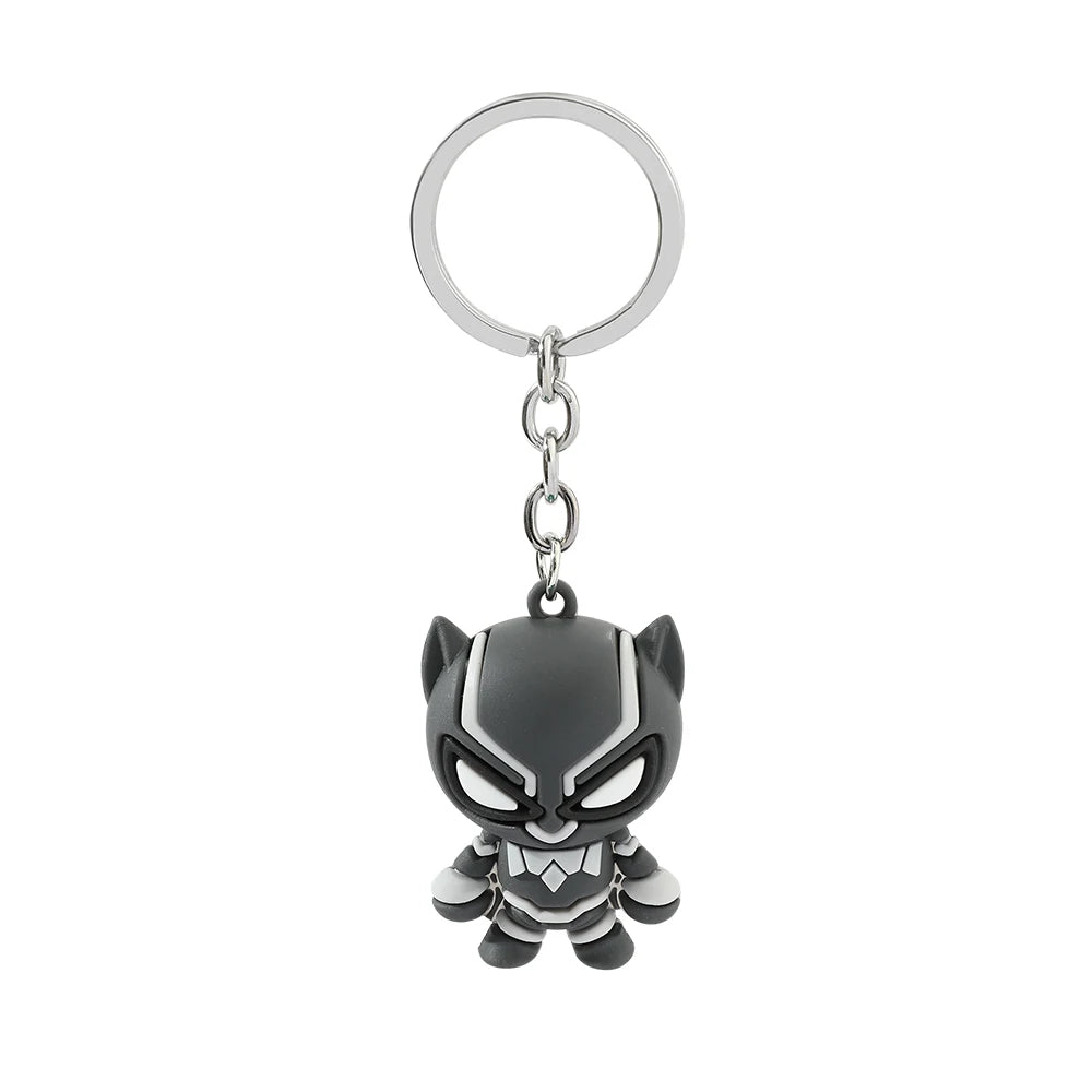 Marvel Cartoon Keychain Iron Man Bat Hulk Thor Anime Avengers Key Ring Figure Silicone Car Key Jewelry Toys Gift