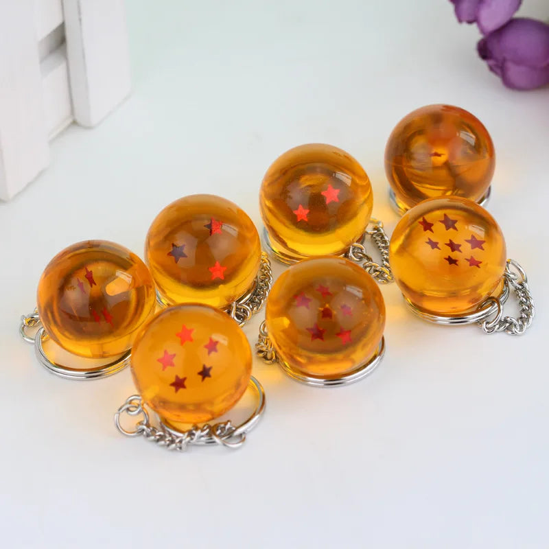 Japanese Anime Goku Super Keychain 3D 1-7 Stars Cosplay Crystal Ball KeyChain Collection Figures Toys Pendant Car Keyring Gifts