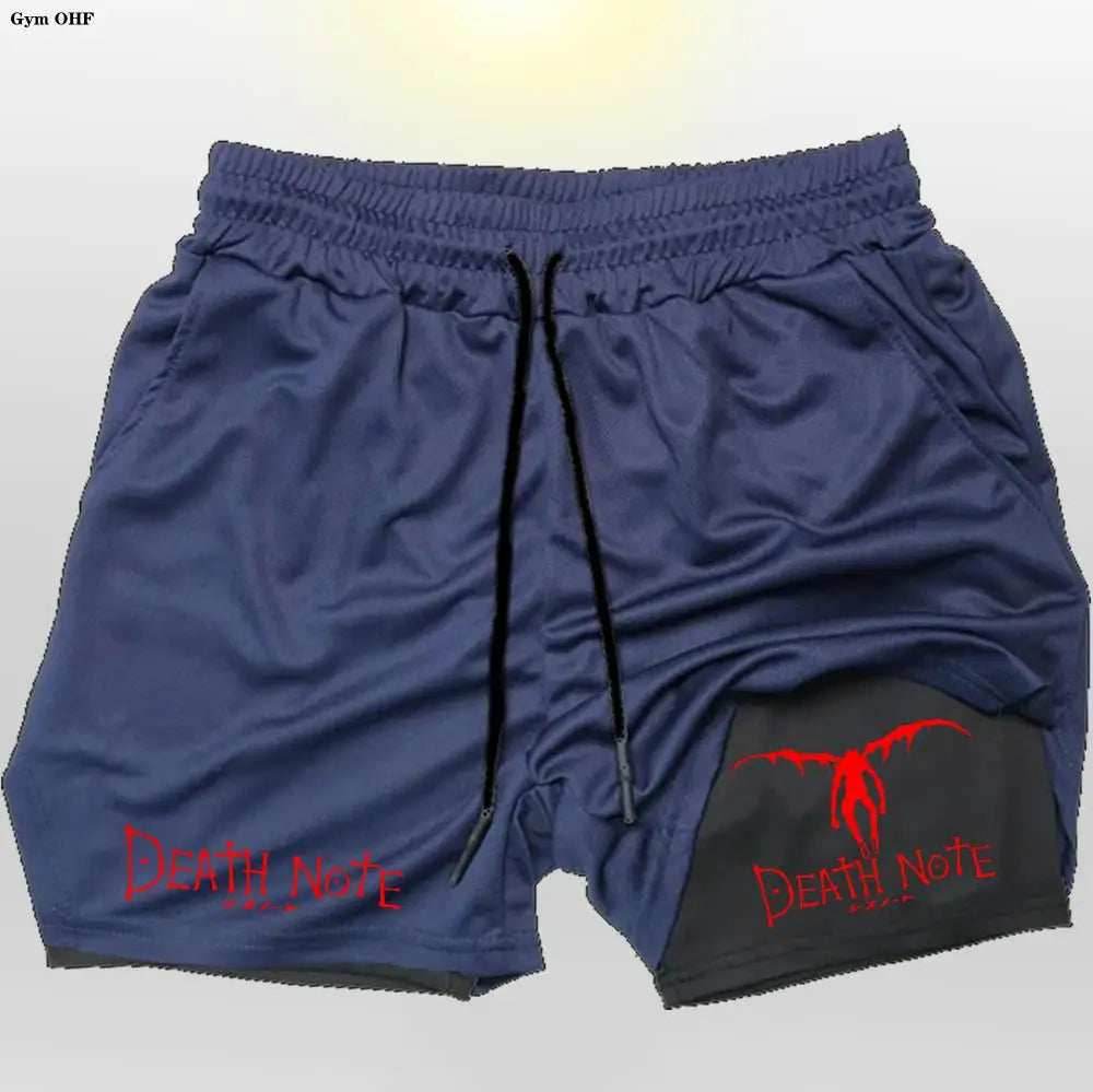 Death Note Gym Shorts: Dominate Your Workout with Dark Precision! - Navy Black 2 / M