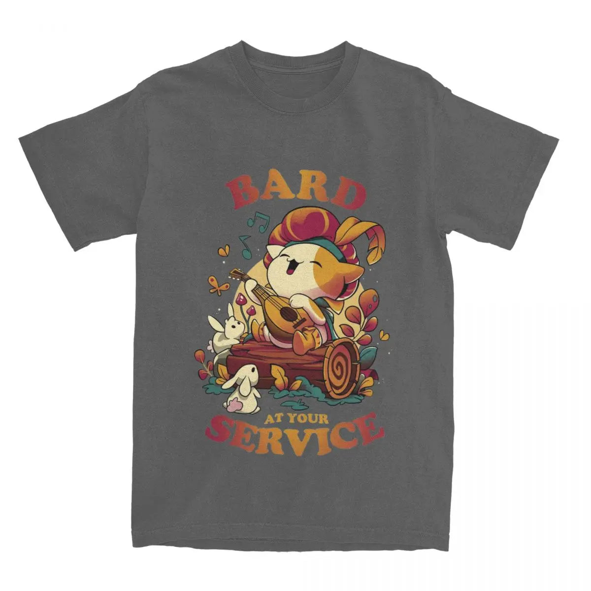 Vintage DnD Bard's Call T-Shirts Men O Neck 100% Cotton T Shirts Cute Cat Gamer Short Sleeve Tees Printed Clothes