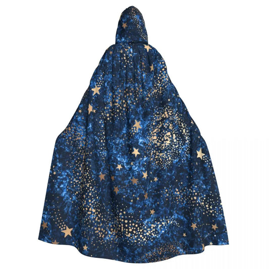 Long Cape Cloak Gold Nebula Constellations And Stars Hooded Cloak Coat Autumn Hoodies