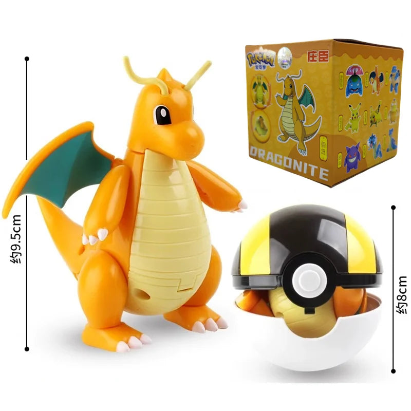 Pokemon Pokeball Anime Figures Toys, Pikachu Gengar Dragonite Snorlax Lapras Pocket Pokeball Toys