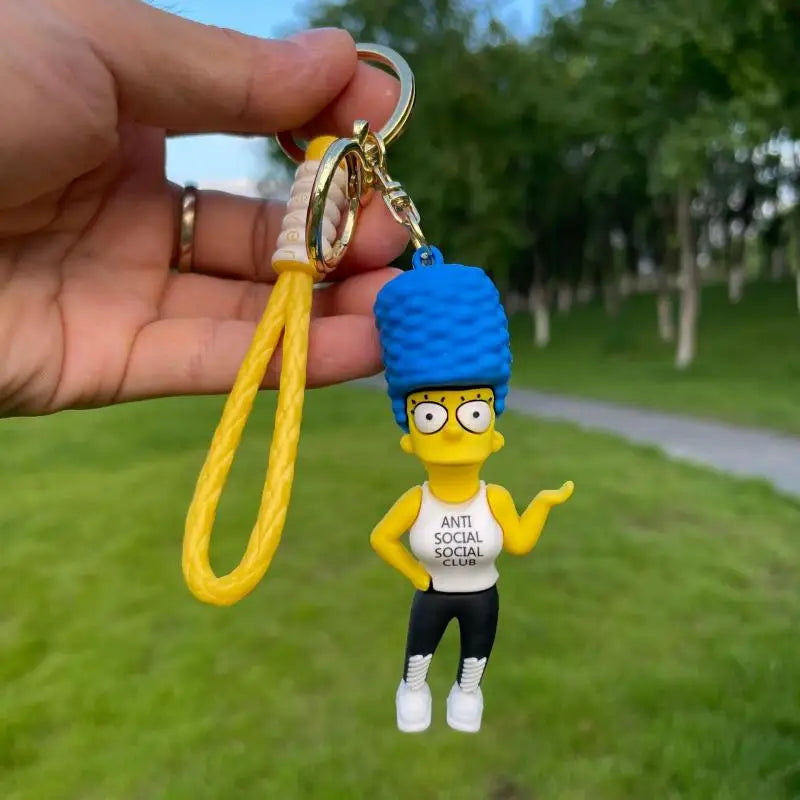 The Simpsons Keychain Cartoon Anime Figure Key Ring Phone Hanging Pendant Kawaii Holder Car Key Chain Birthday Christmas Gift