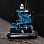 Blue Cubes Waterfall-Cascading Backflow Incense Burner - 