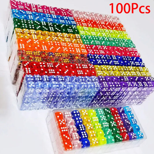 100 unids/set dados de 6 caras 14mm D6 16 transparente Color opcional acrílico bordes redondeados dados para juegos de mesa fiesta DND