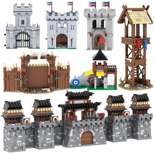 Middle Ages Military City Walls Set Brick Action Figure Wars Model Set Scene Movie Siege Militarys Building Block Kids Toys Boys