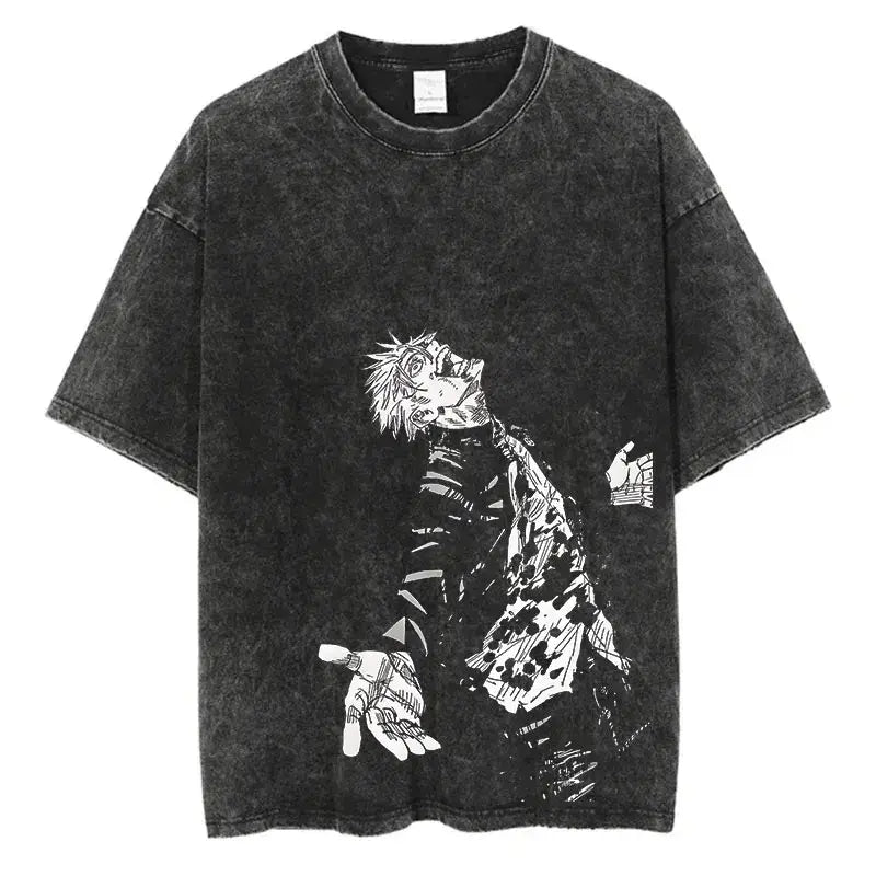 Anime Washed T-shirt: Vintage Harajuku Oversized Cotton Tee