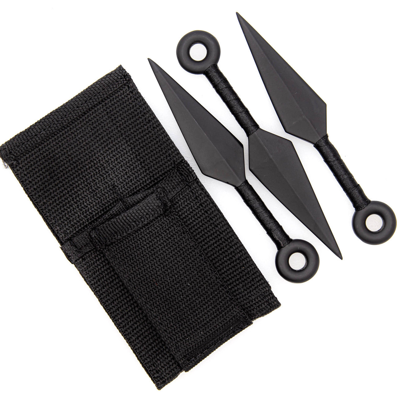 Shadow Strike Trio Black-Wrapped Mini Kunai Throwing Knives Set with Belt Pouch-1