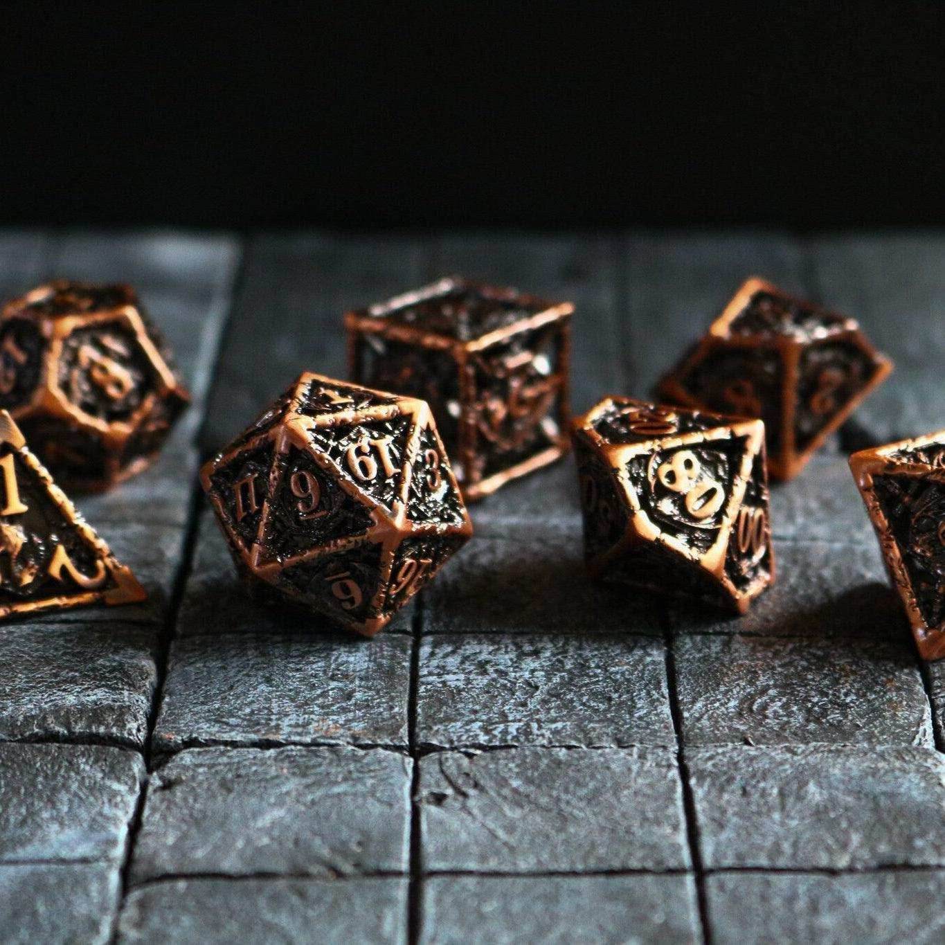 Shield And Sword Copper Hollow Metal DND Dice Set - Only 1 D20