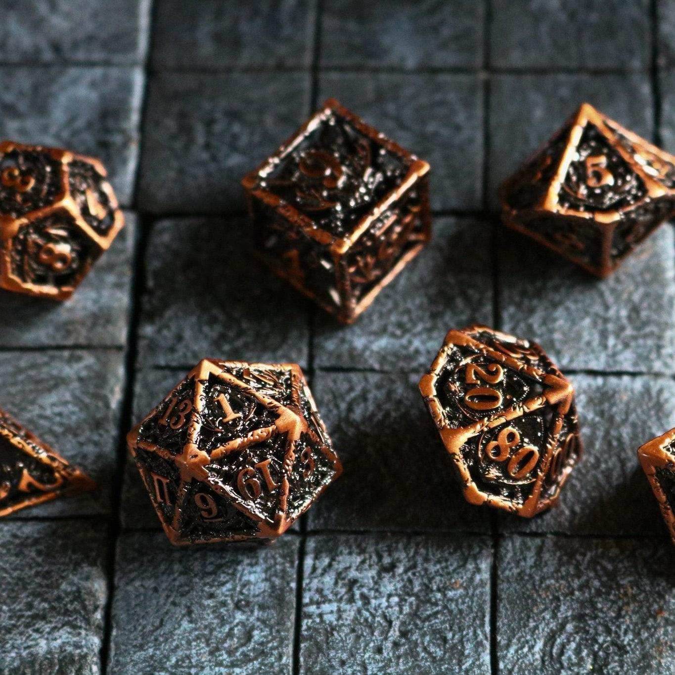 Shield And Sword Copper Hollow Metal DND Dice Set - Only 1 D20