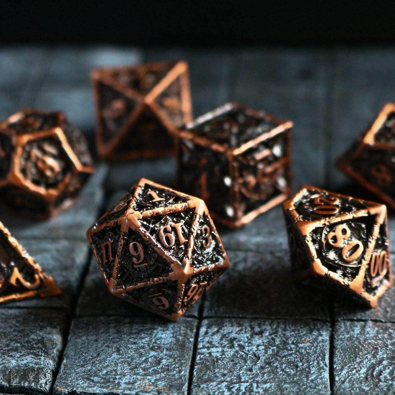 Shield And Sword Copper Hollow Metal DND Dice Set - Only 1 D20