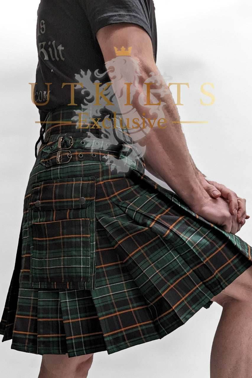 Standard Irish Black Tartan Utility Kilt - 30 / 22