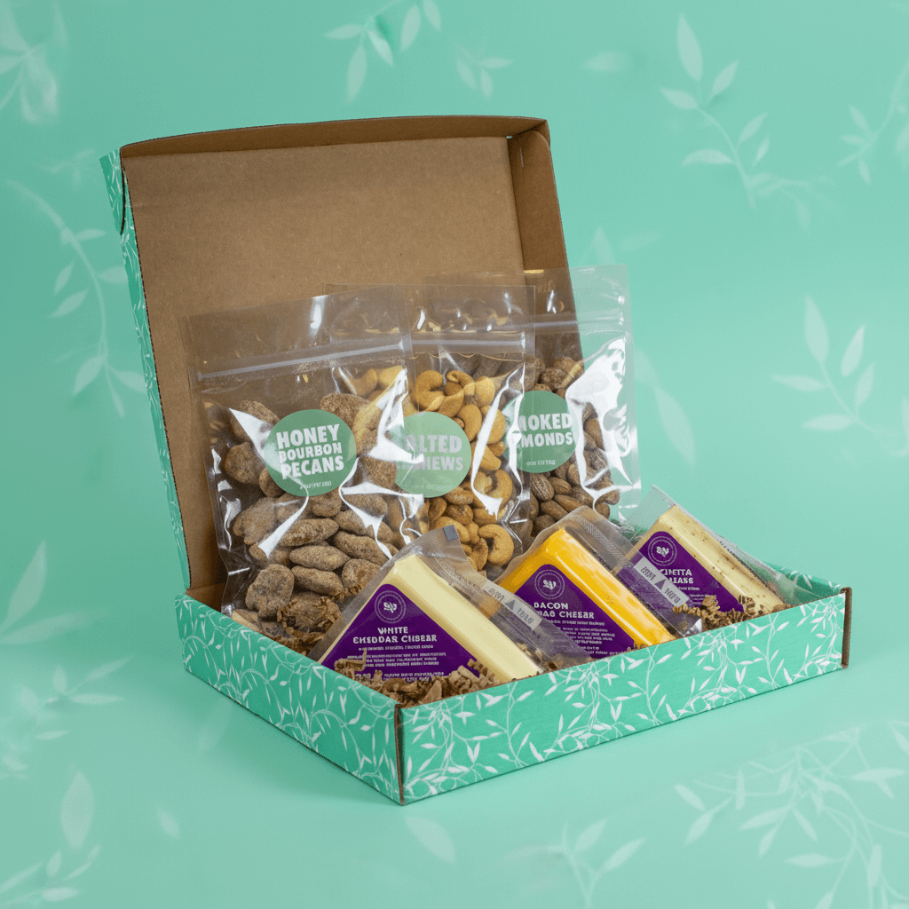 Signature Nuts and Cheese Box – 6 Gourmet Snacks | Premium Flavored Nuts & Cheeses - 