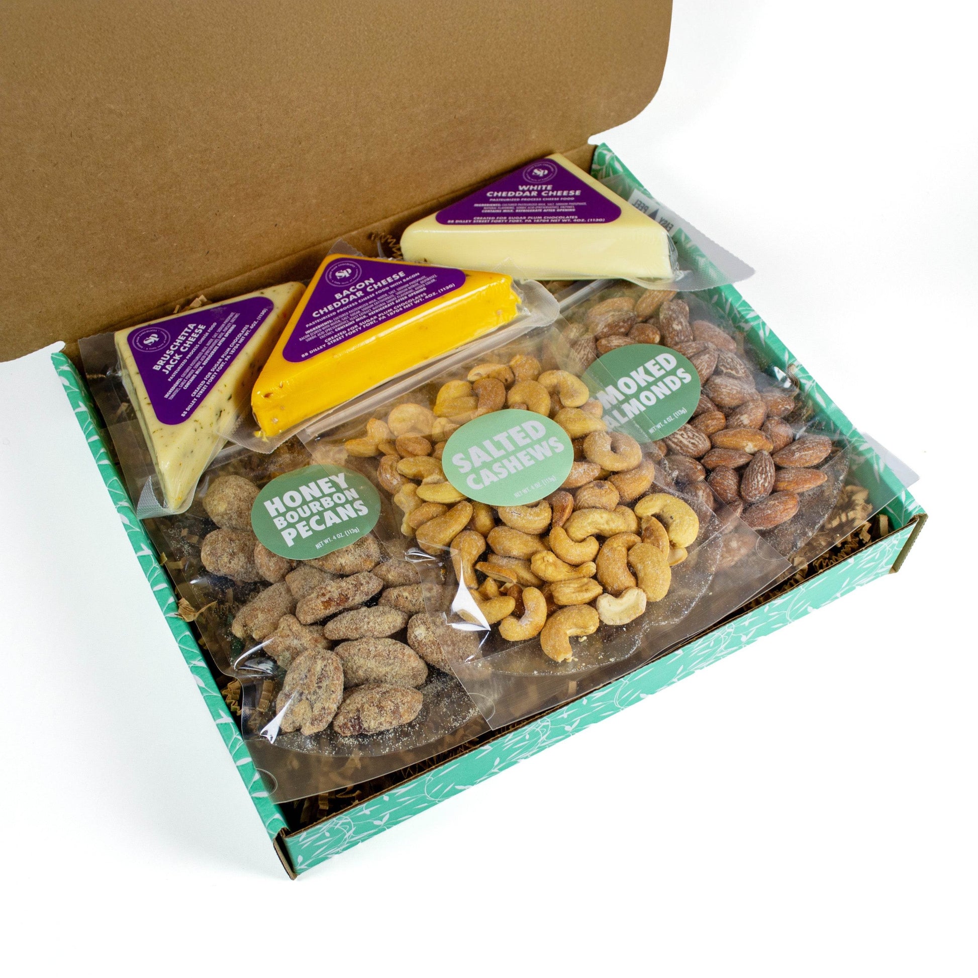Signature Nuts and Cheese Box – 6 Gourmet Snacks | Premium Flavored Nuts & Cheeses - 