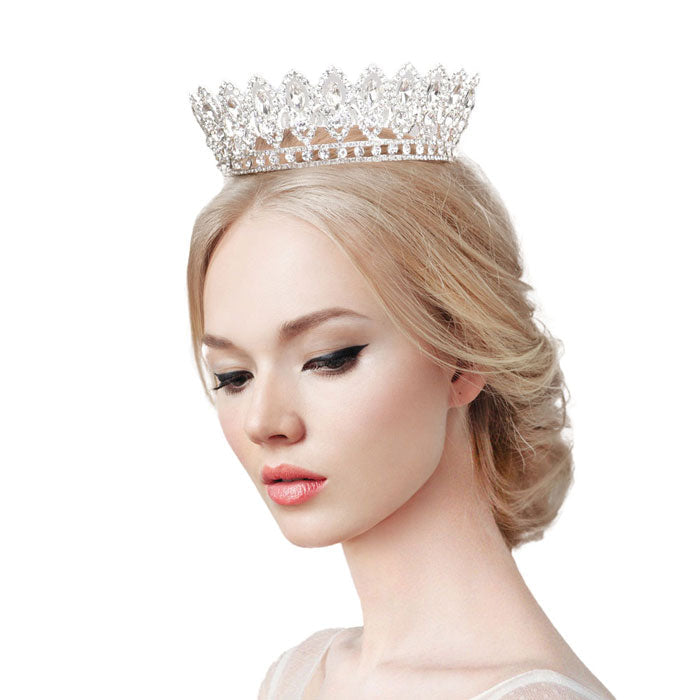 Marquise Stone Accented Pageant Crown Tiara