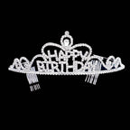 Teardrop Crystal Rhinestone Happy Birthday Tiara