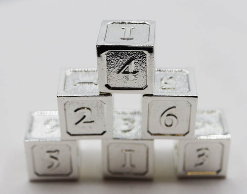 6 piece Metal D6's - Silver - 