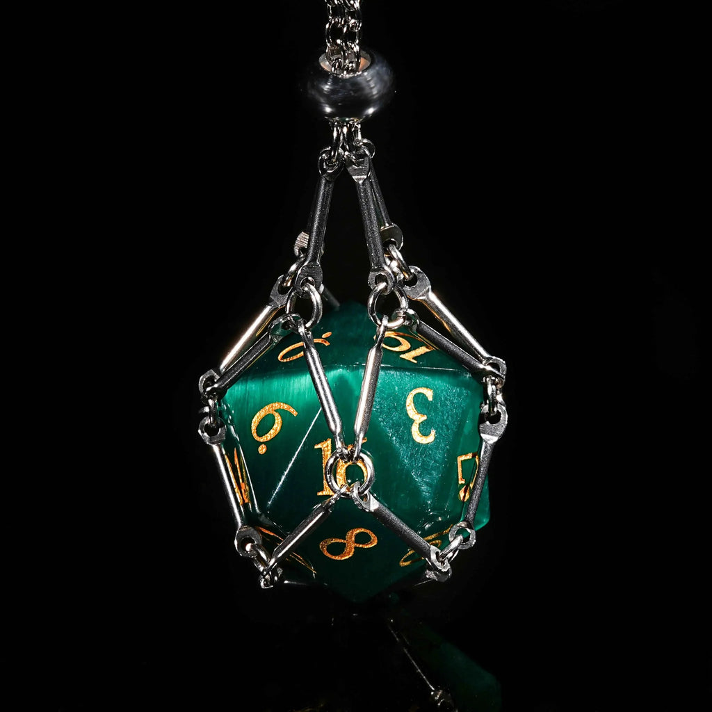 Dwarf Artisan - Emerald Gemstone DND Dice Set + Gold Numbers