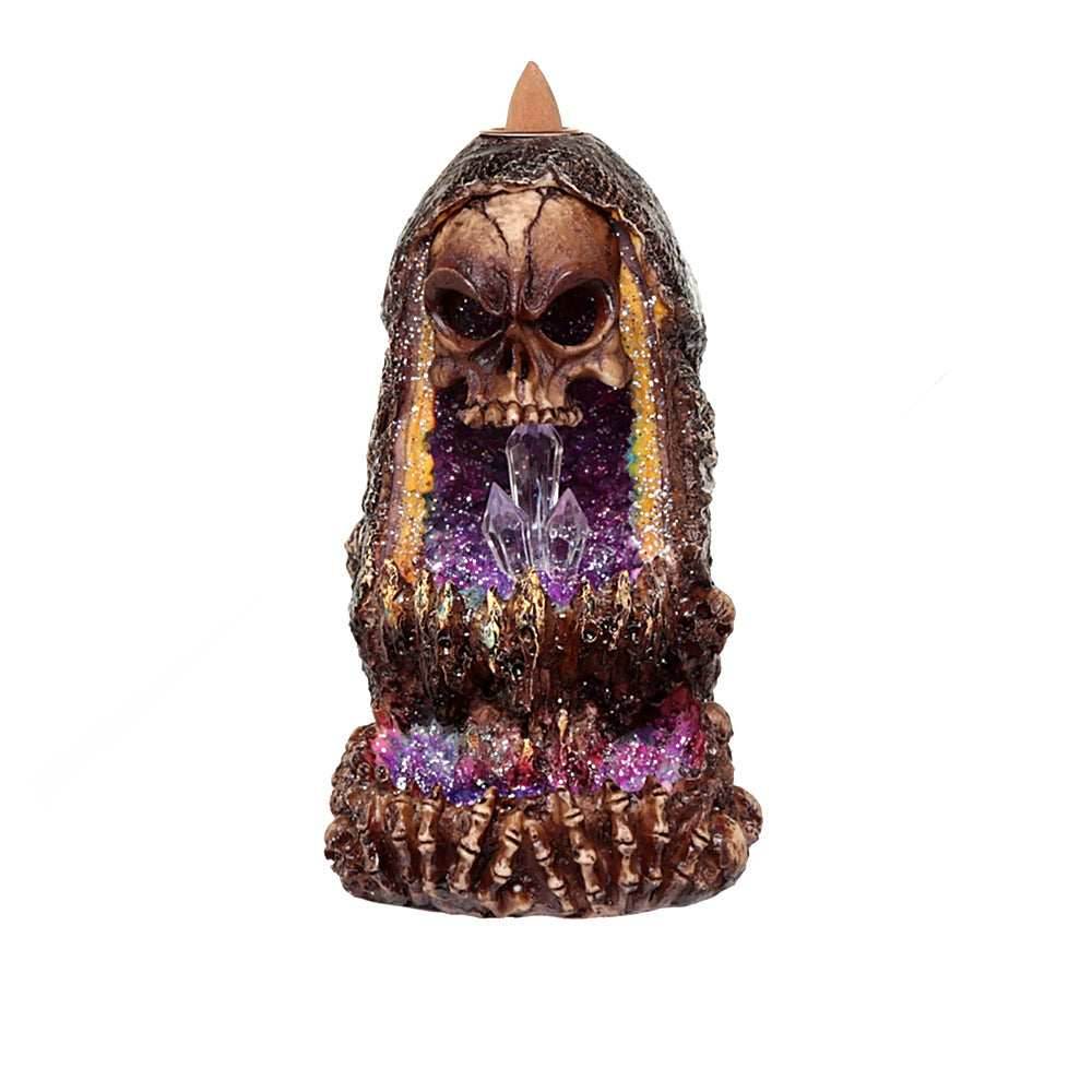 Skull and Crystal Cave Backflow Burner - 