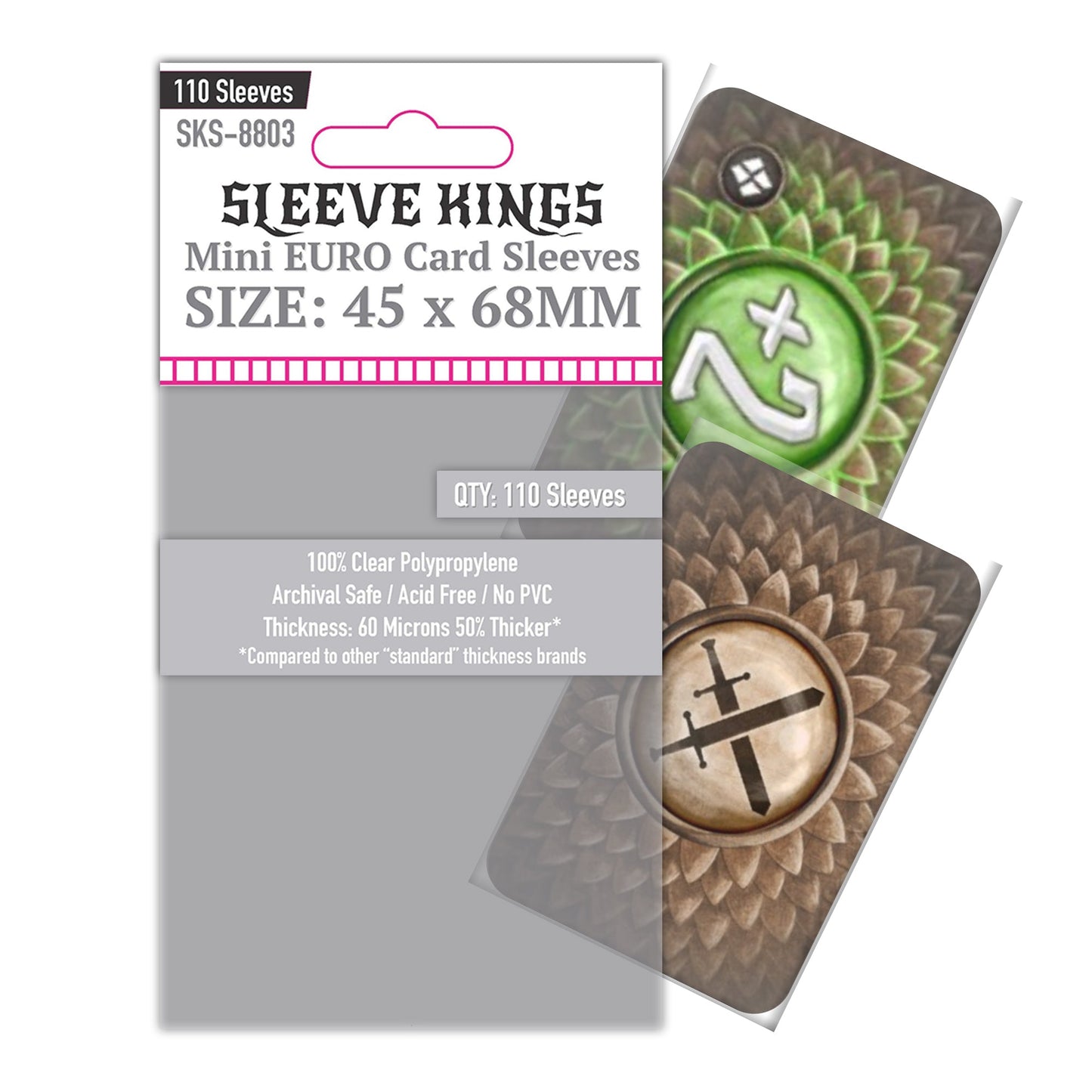 Sleeve Kings Mini Euro Card Sleeves (45x68mm) - 110 Pack, -SKS-8803