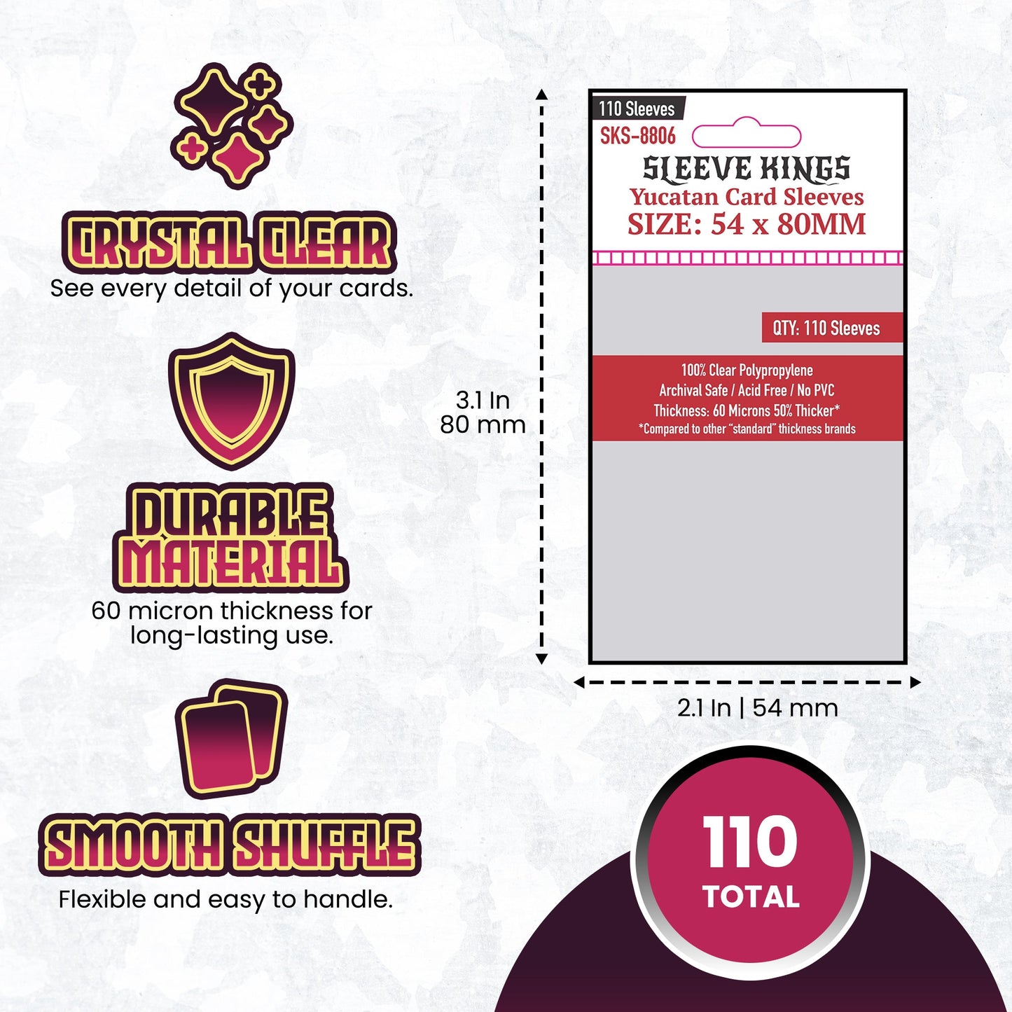 "Yucatan" Card Sleeves (54x80mm) 110 Pack, 60 Micron, SKS-8806