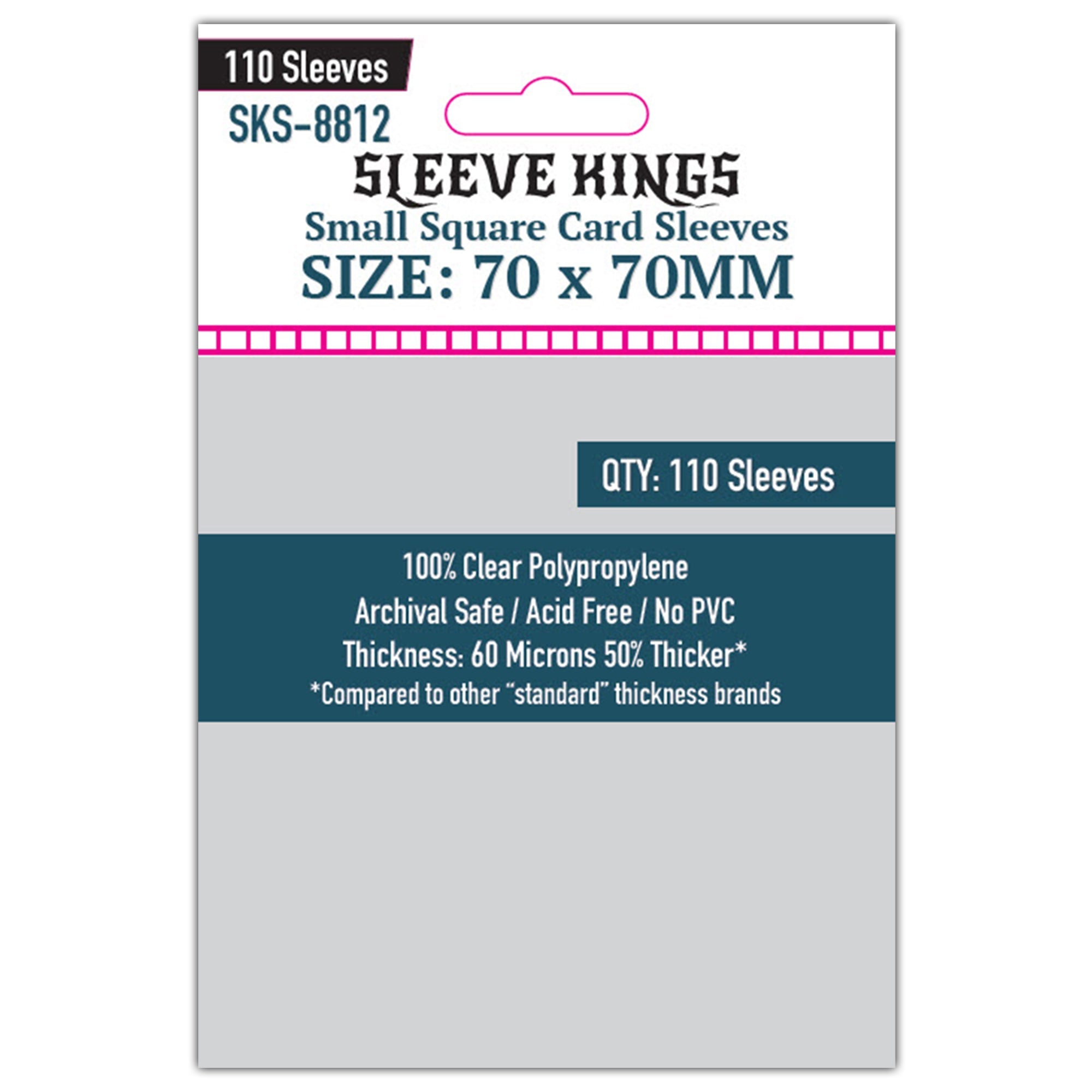 Small Square Game Card Sleeves (70x70mm) 110 Pack, 60 Micron, SKS-8812