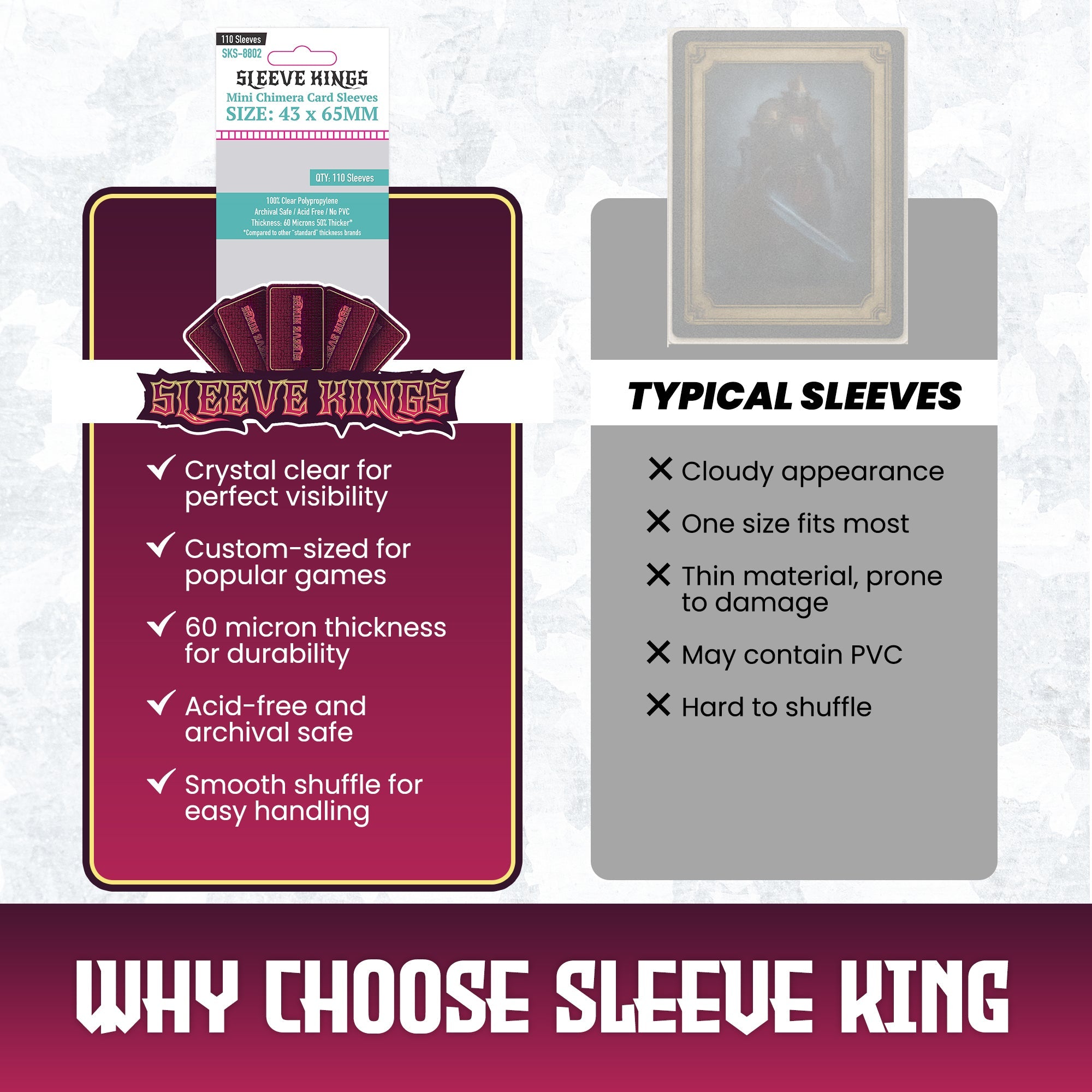 "Mini Chimera" Game Card Sleeves (43x65mm) 110 Pack, 60 Micron, SKS-8802