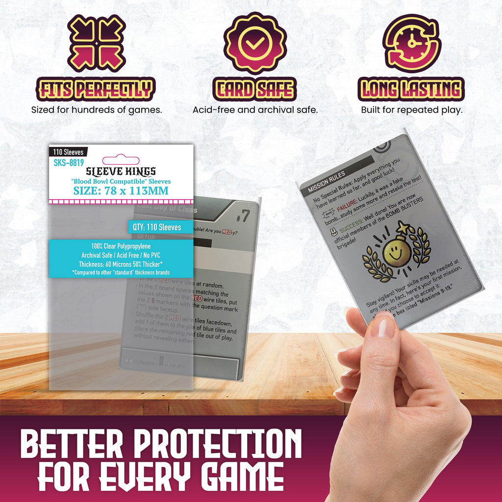 "Blood Bowl" Compatible Sleeves (78x113mm) 110 Pack, 60 Micron, SKS-8819