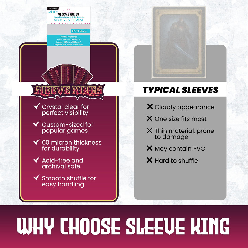 "Blood Bowl" Compatible Sleeves (78x113mm) 110 Pack, 60 Micron, SKS-8819
