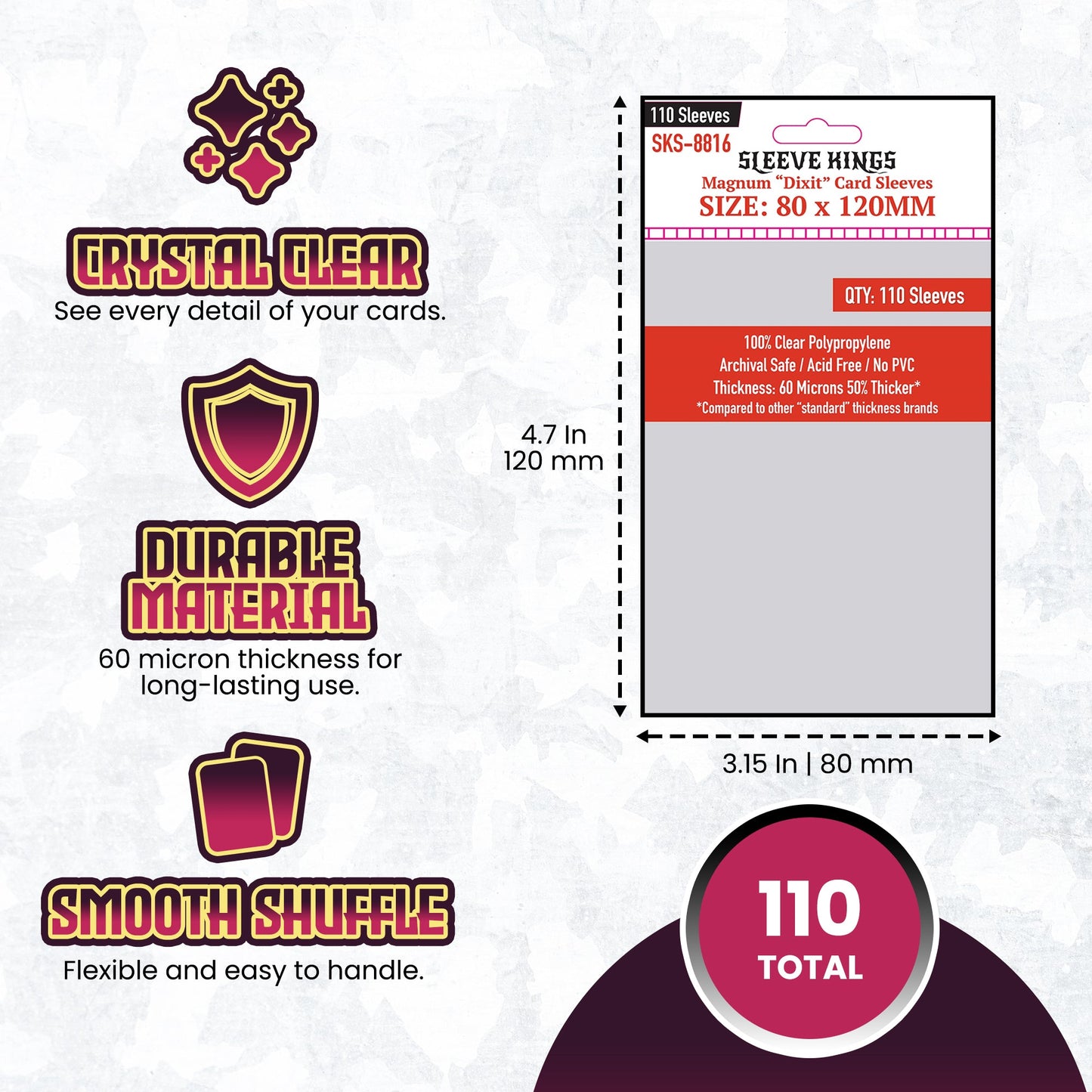 "Dixit" Magnum Game Card Sleeves (80x120mm) 110 Pack, 60 Micron, SKS-8816