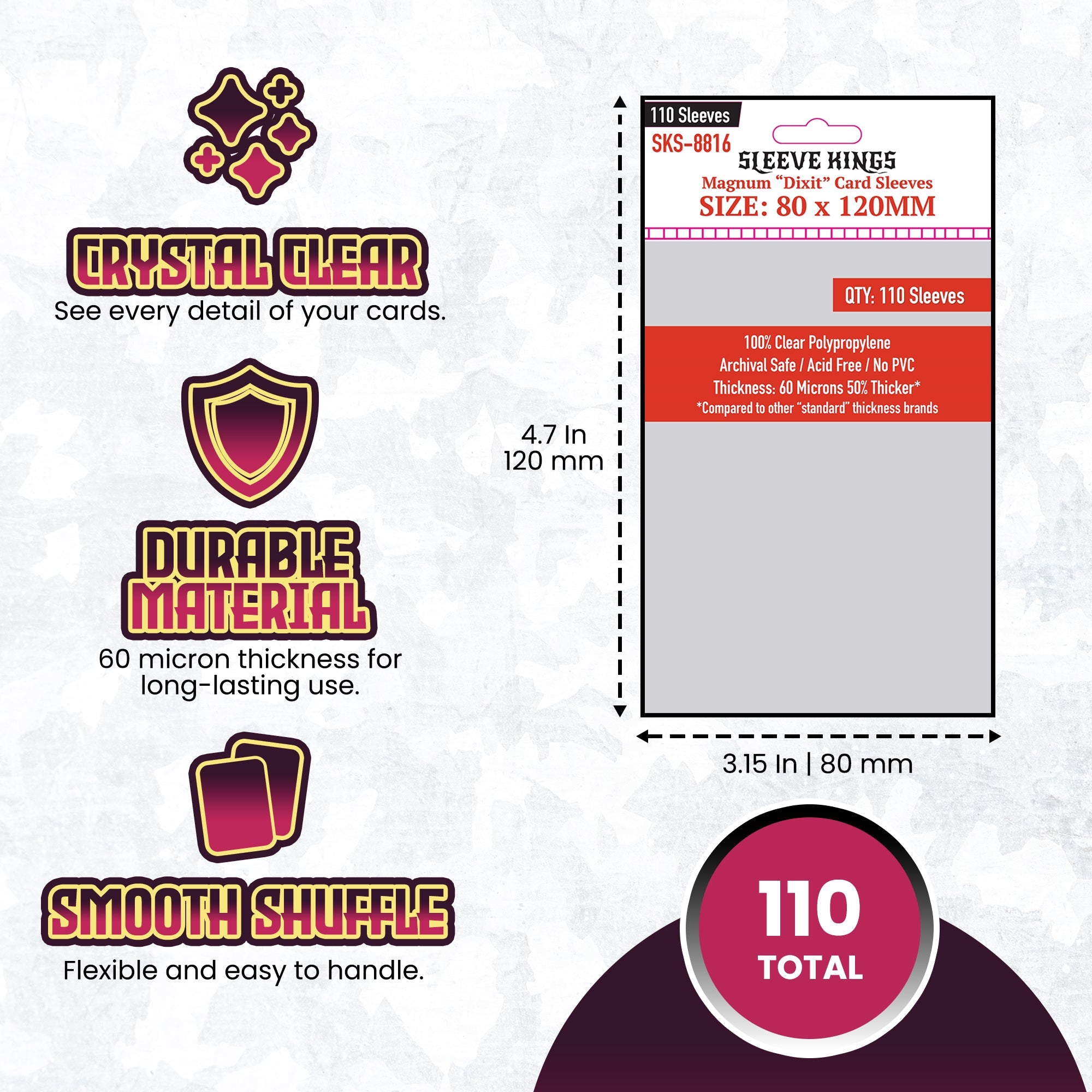 "Dixit" Magnum Game Card Sleeves (80x120mm) 110 Pack, 60 Micron, SKS-8816