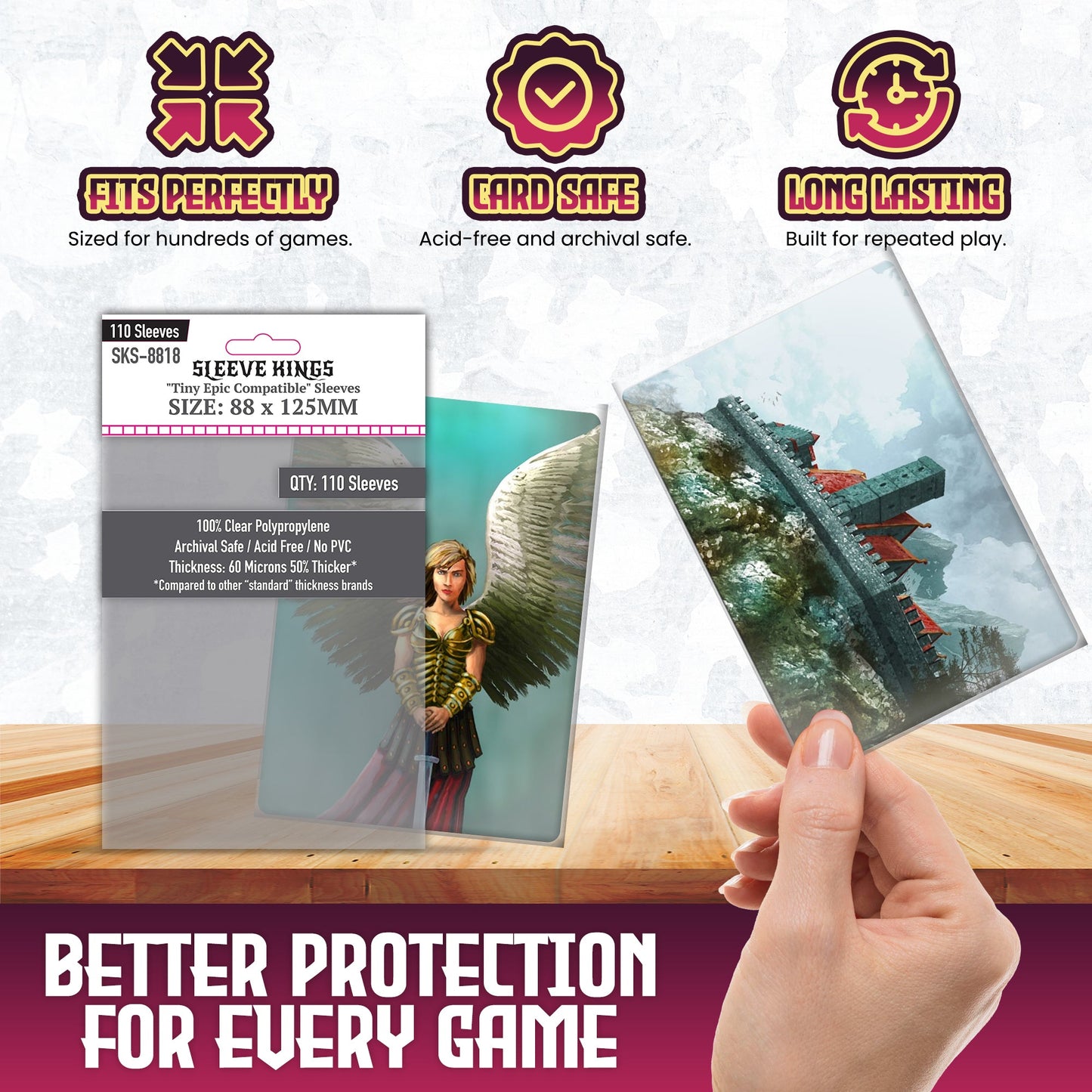 "Tiny Epic" Compatible Card Sleeves (88x125mm) 110 Pack, 60 Micron, SKS-8818