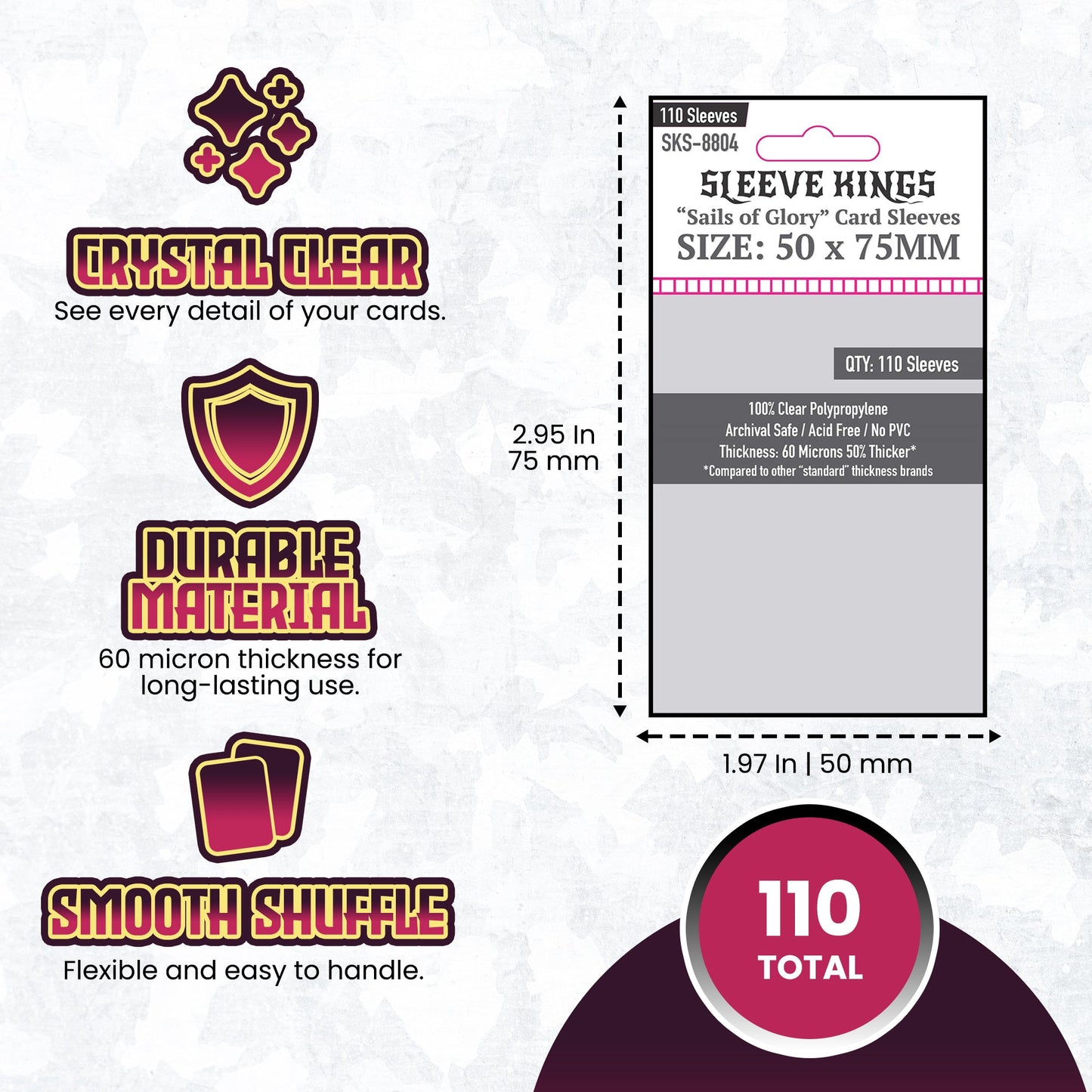 "Sails of Glory" Card Sleeves (50x75mm) 110 Pack, 60 Micron, SKS-8804