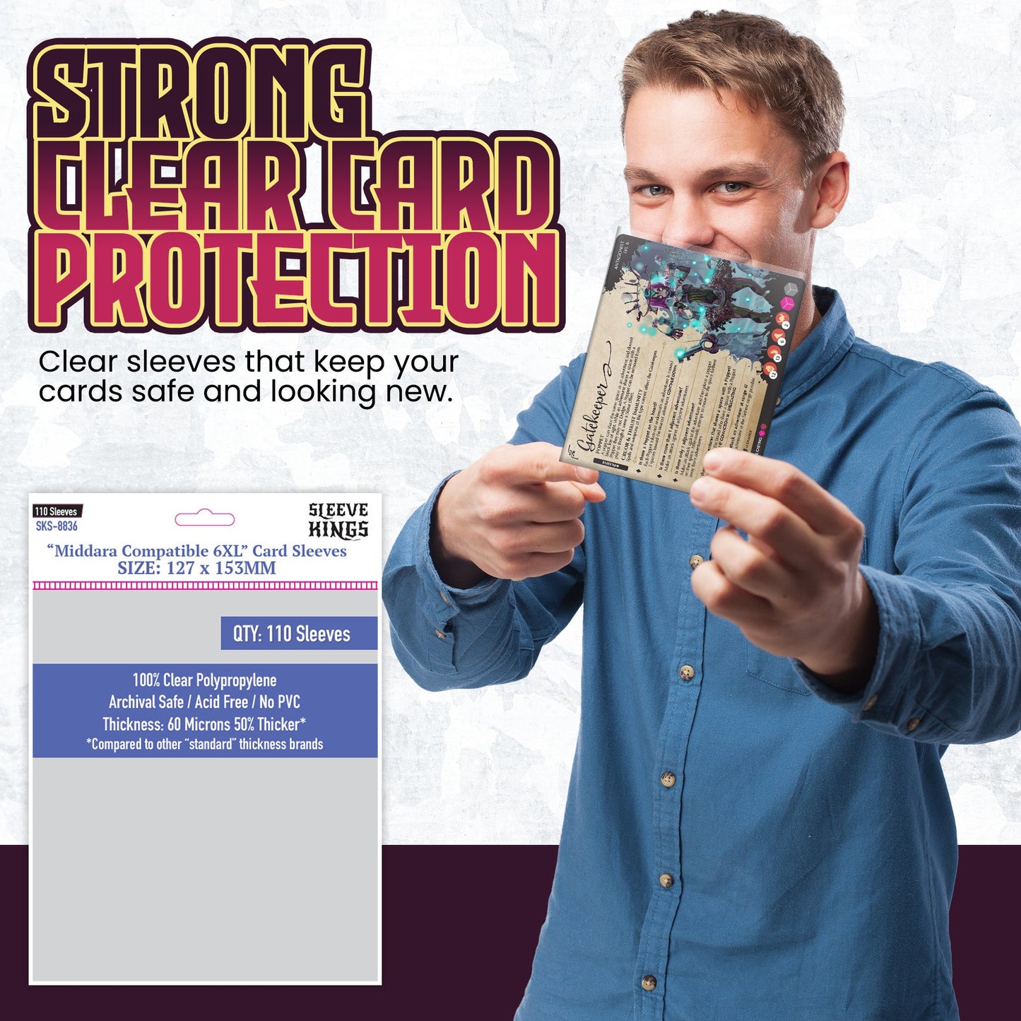 "Middara" Compatible 6XL Game Card Sleeves (127x153mm) 110 Pack, 60 Micron, SKS-8836