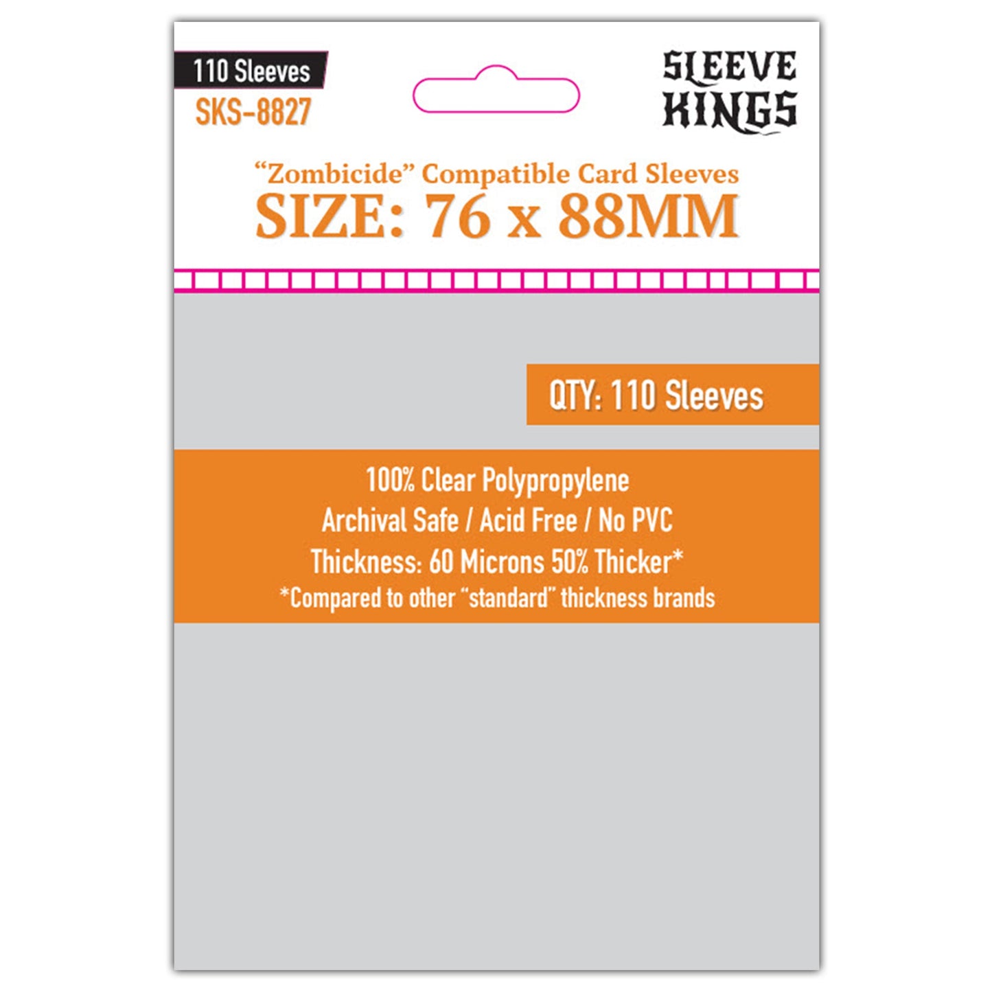 "Zombicide" Compatible Sleeves (76x88mm) 110 Pack, 60 Micron, SKS-8827
