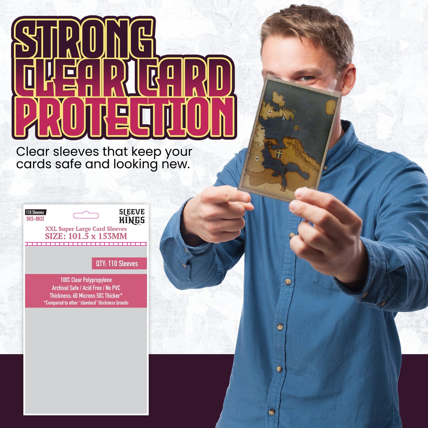 XXL Super Large Game Card Sleeves (101.5x153mm) 110 Pack, 60 Micron, SKS-8832