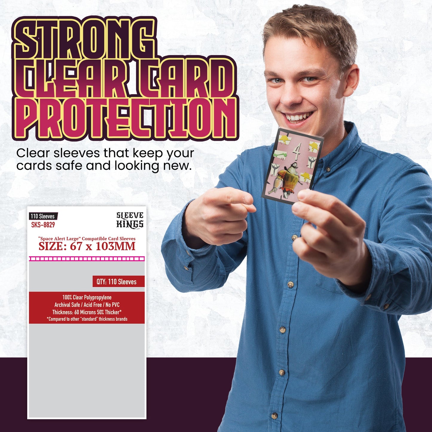 "Space Alert" Compatible Large Card Sleeves (67x103mm) 110 Pack, 60 Micron, SKS-8829