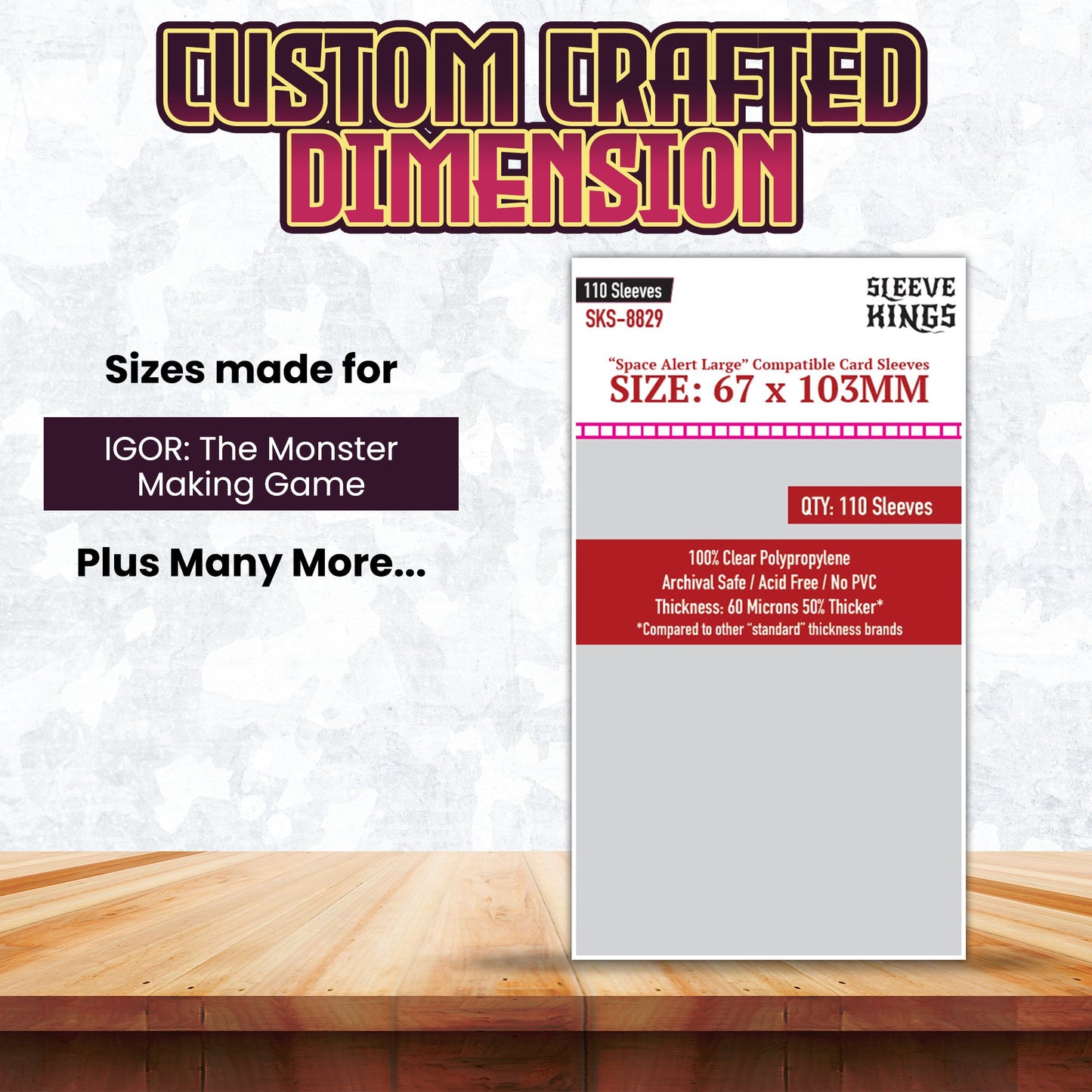 "Space Alert" Compatible Large Card Sleeves (67x103mm) 110 Pack, 60 Micron, SKS-8829