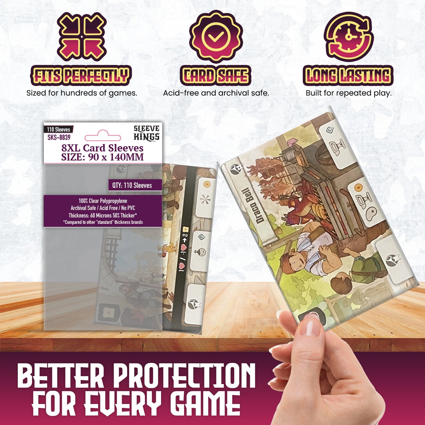 8XL Game Card Sleeves (90x140mm) 110 Pack, 60 Micron, SKS-8839