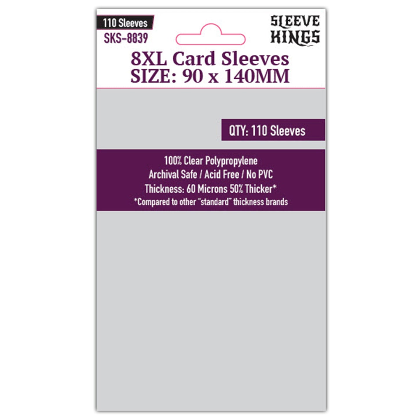 8XL Game Card Sleeves (90x140mm) 110 Pack, 60 Micron, SKS-8839