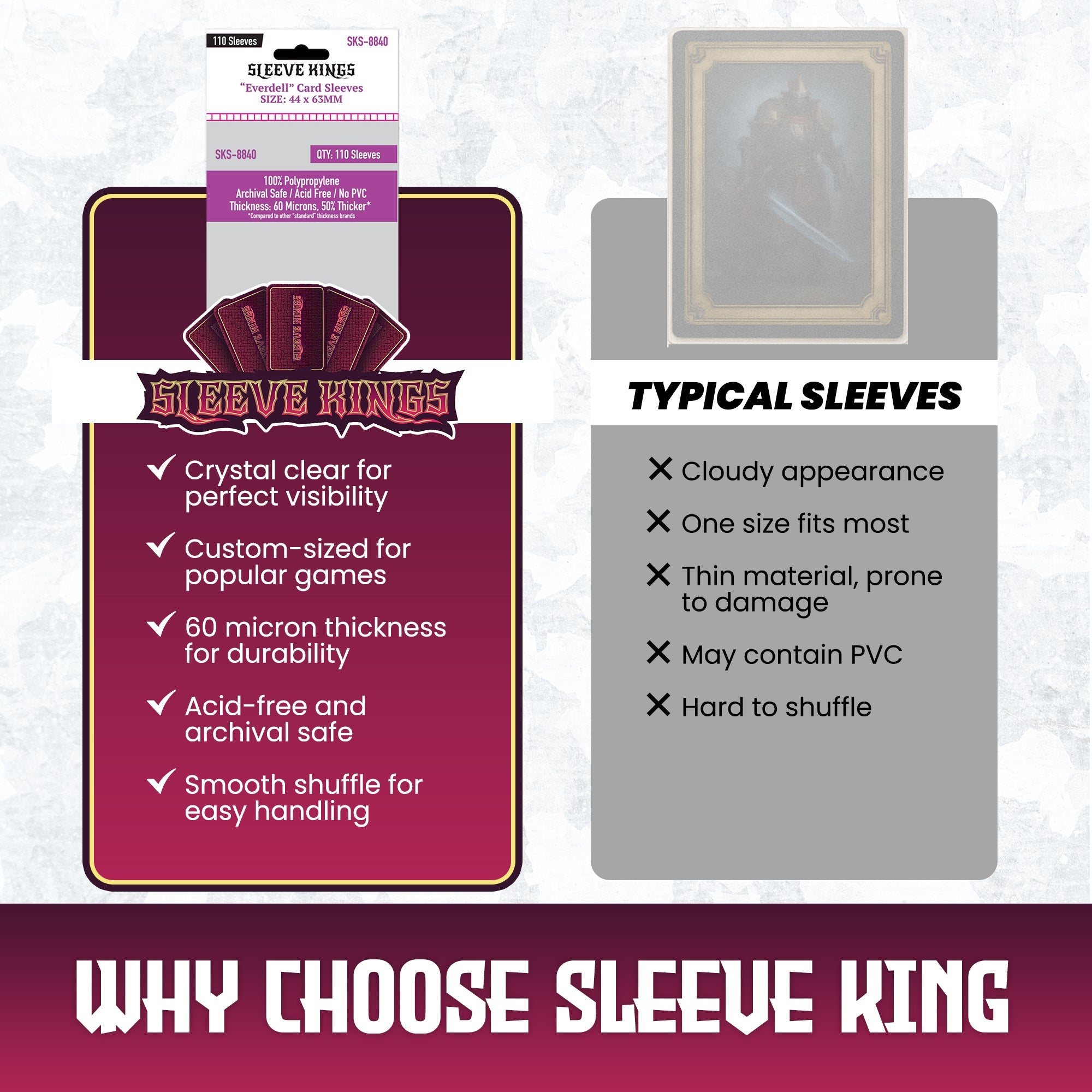 "Everdell" Compatible Mini Sleeves (44x63mm) 110 Pack, 60 Micron, SKS-8840