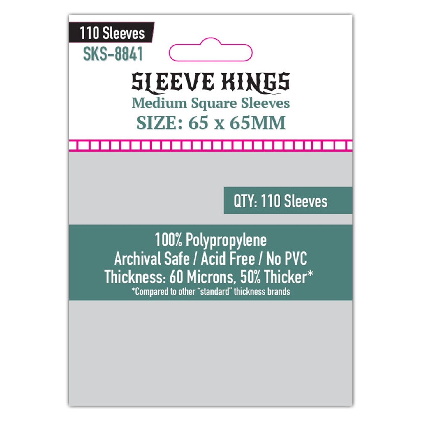 Medium Square Card Sleeves (65x65mm) 110 Pack, 60 Microns, SKS-8841