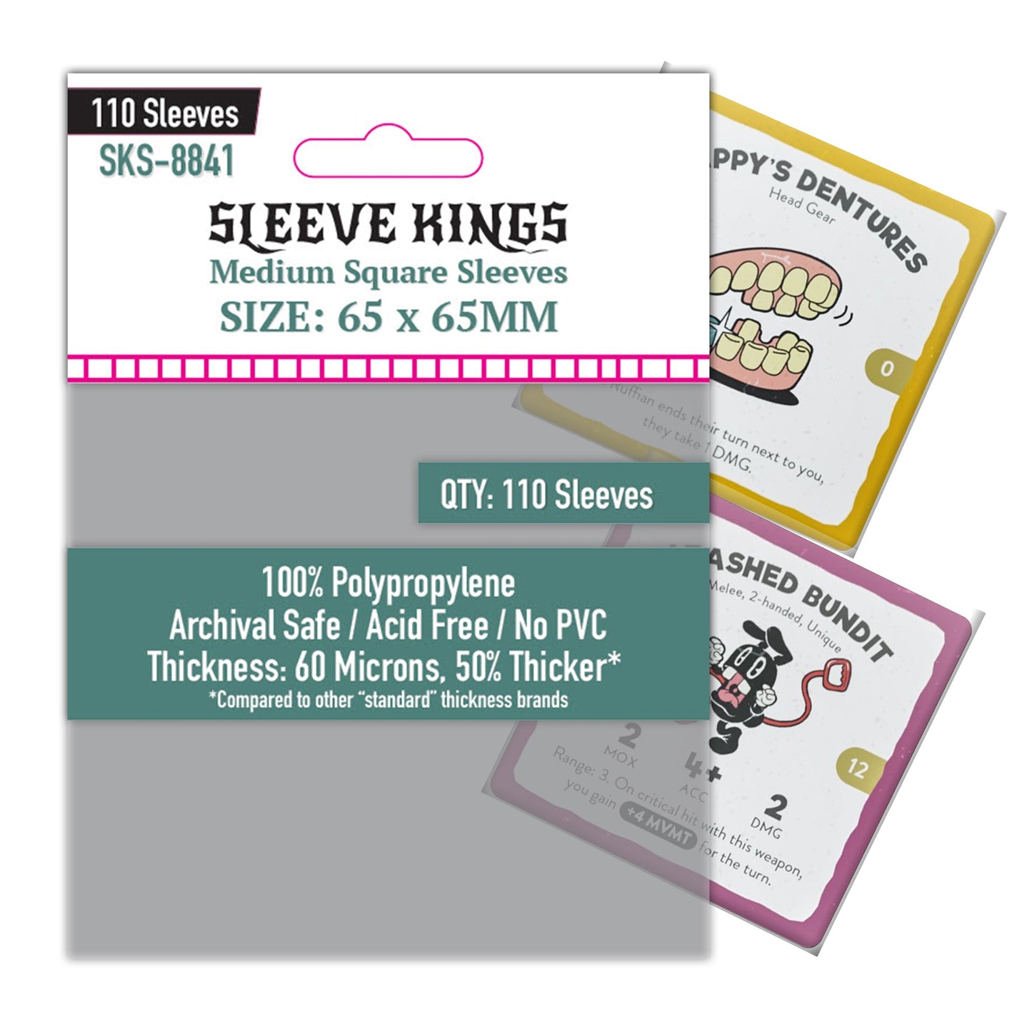 Medium Square Card Sleeves (65x65mm) 110 Pack, 60 Microns, SKS-8841